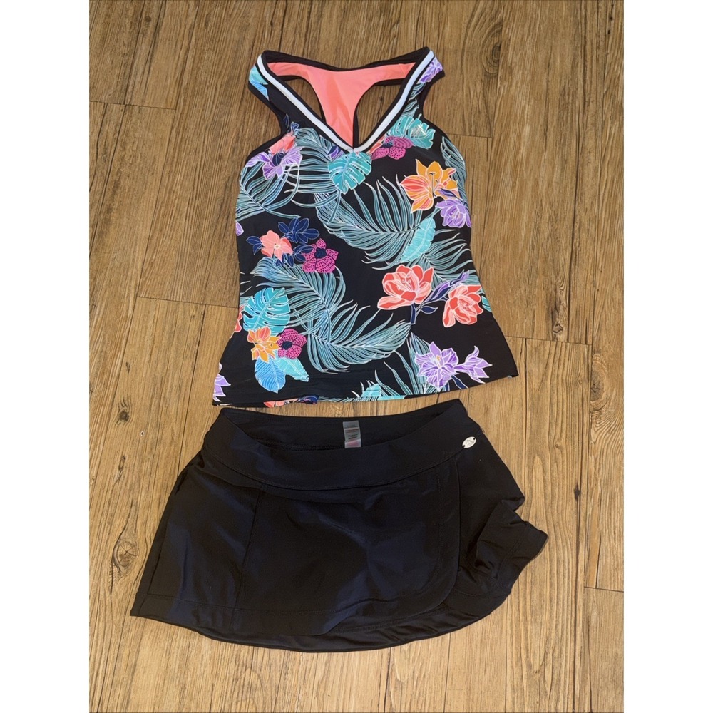 zeroxposur womens swimwear Size Xs Tankini Hawiian Black Razor Back J
